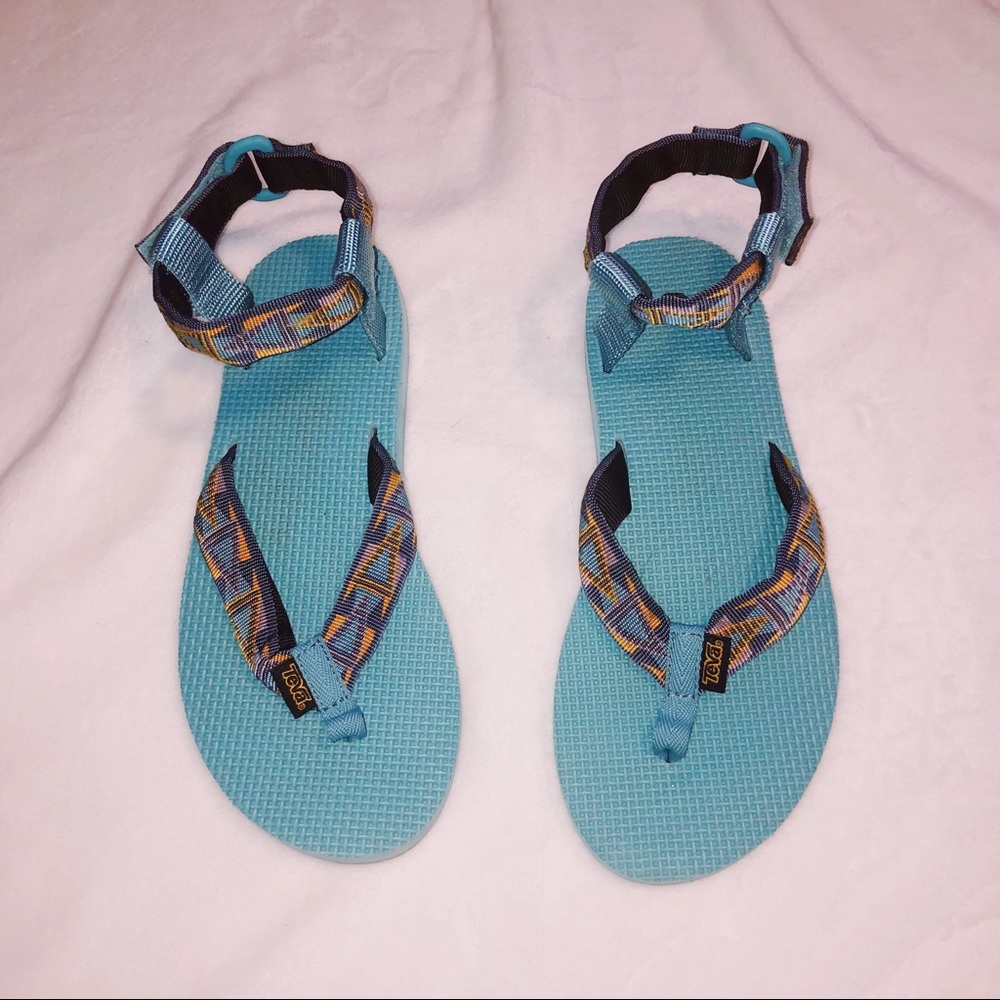 Teva Blue Aztec Velcro sport hiking thong sandals